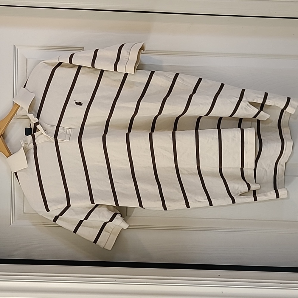 Polo by Ralph Lauren men's size large creme colored with brown stripes